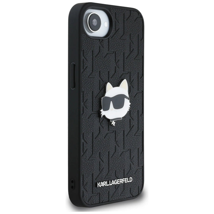 Карл Лагерфелд монограм Choupette Head Pin iPhone 16e Калъф - черен