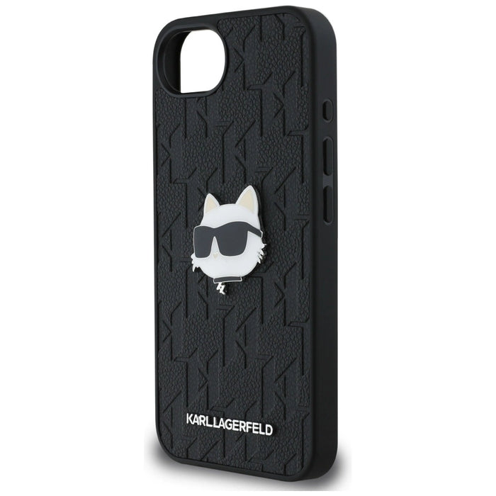 Карл Лагерфелд монограм Choupette Head Pin iPhone 16e Калъф - черен