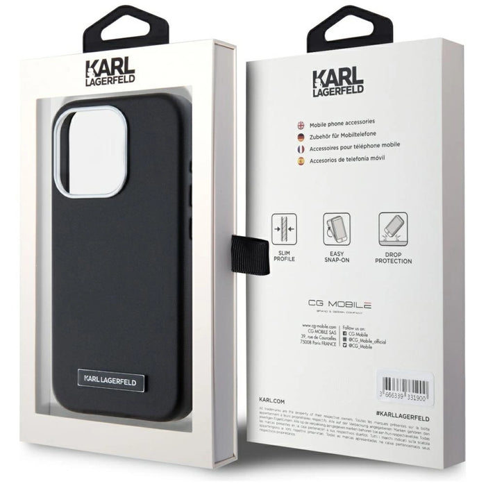 Калъф Karl Lagerfeld FW Metal Plate MagSafe iPhone 15 Pro - черен
