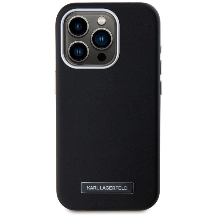 Калъф Karl Lagerfeld FW Metal Plate MagSafe iPhone 15 Pro Max - черен