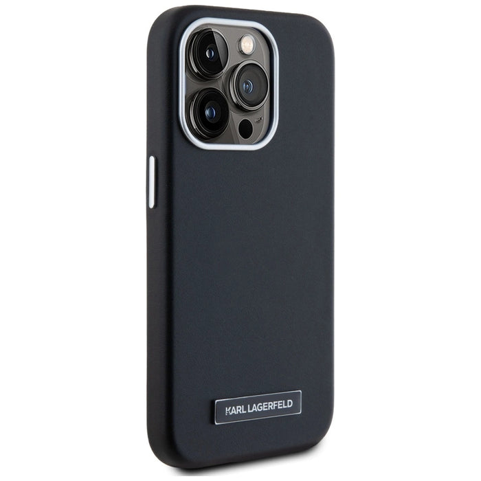 Калъф Karl Lagerfeld FW Metal Plate MagSafe iPhone 15 Pro Max - черен