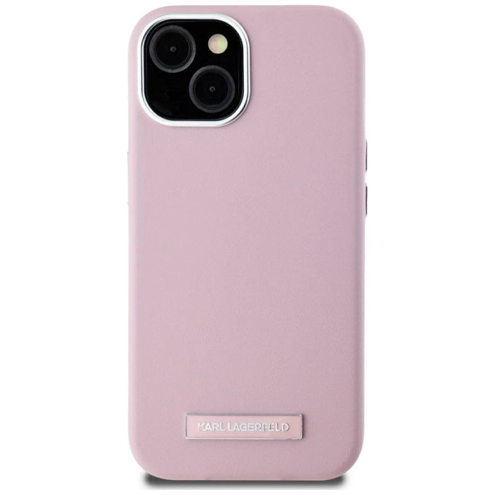 Калъф Karl Lagerfeld FW Metal Plate MagSafe iPhone 15 - розов