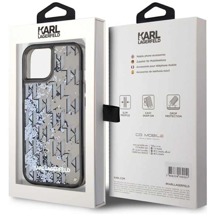 Karl Lagerfeld Liquide Glitter Monogram Gradient Case iPhone 15 - черен