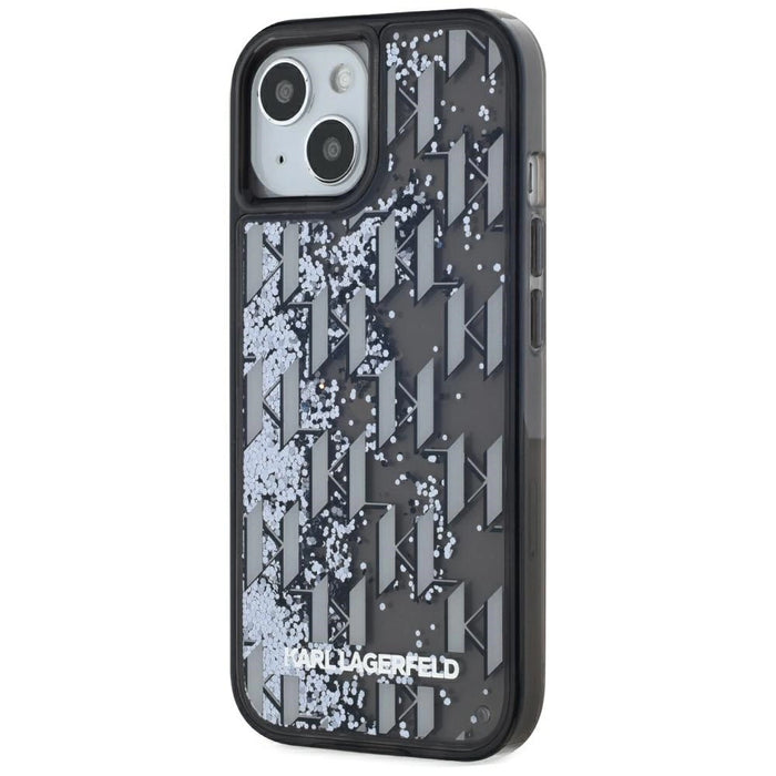 Karl Lagerfeld Liquide Glitter Monogram Gradient Case iPhone 15 - черен