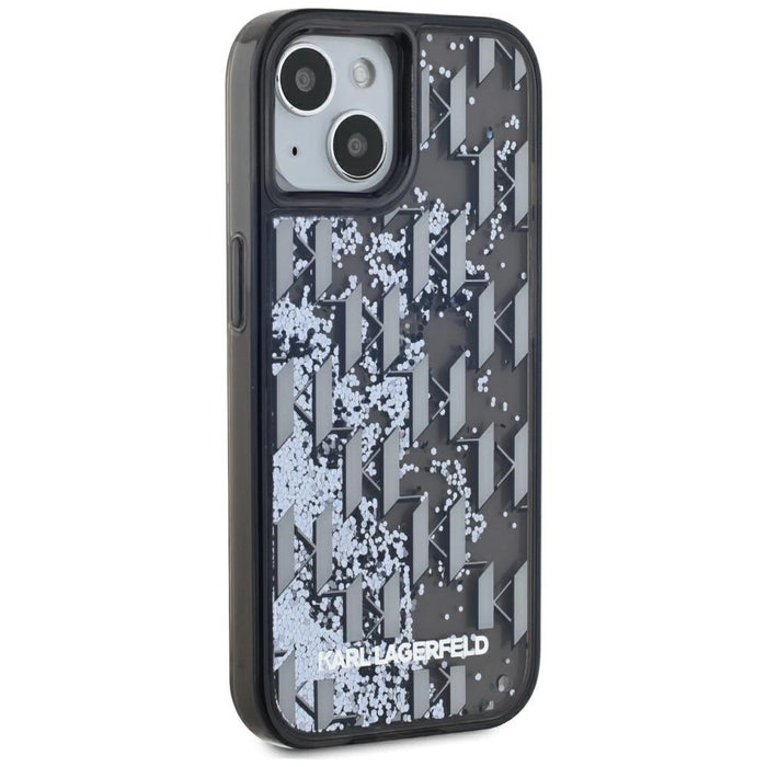 Karl Lagerfeld Liquide Glitter Monogram Gradient Case iPhone 15 - черен