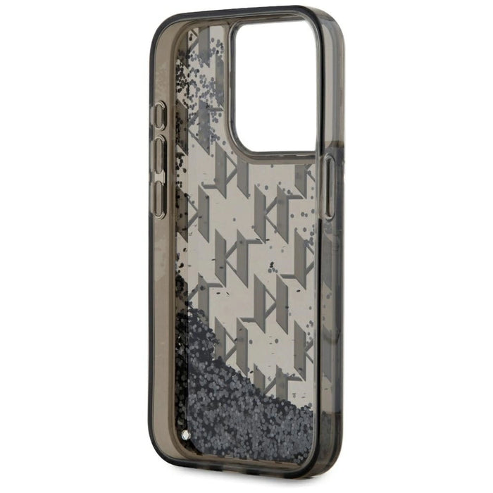 Калъф Karl Lagerfeld Liquide Glitter Monogram Gradient iPhone 15 Pro - черен