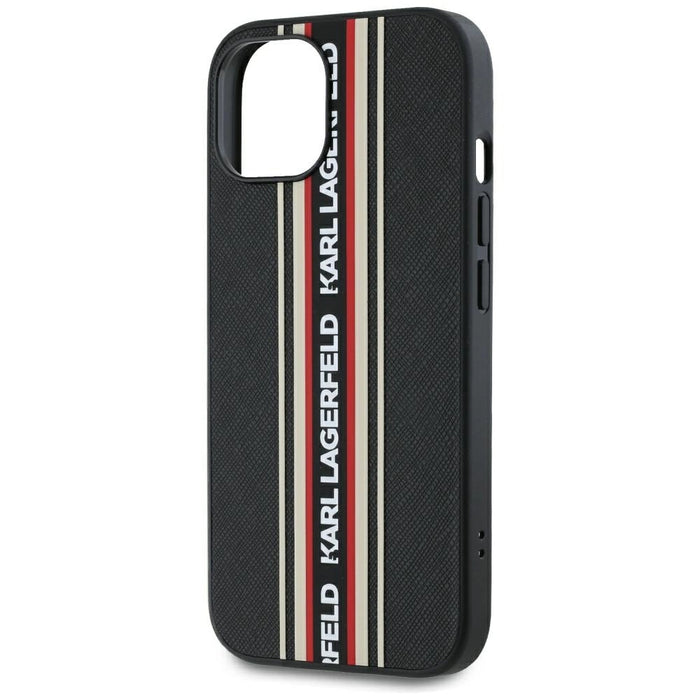 Калъф Karl Lagerfeld Saffiano Athleisure Stripes Cord iPhone 15 - червен