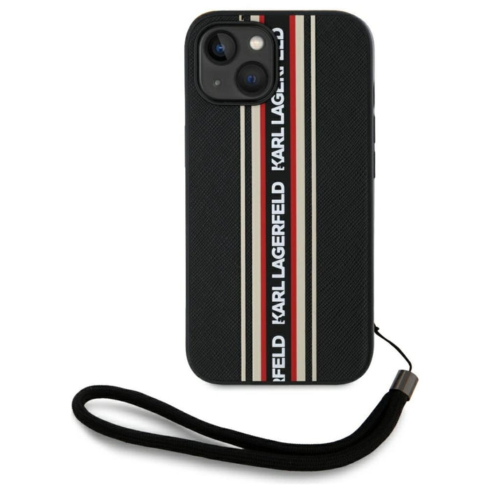 Калъф Karl Lagerfeld Saffiano Athleisure Stripes Cord iPhone 15 - червен