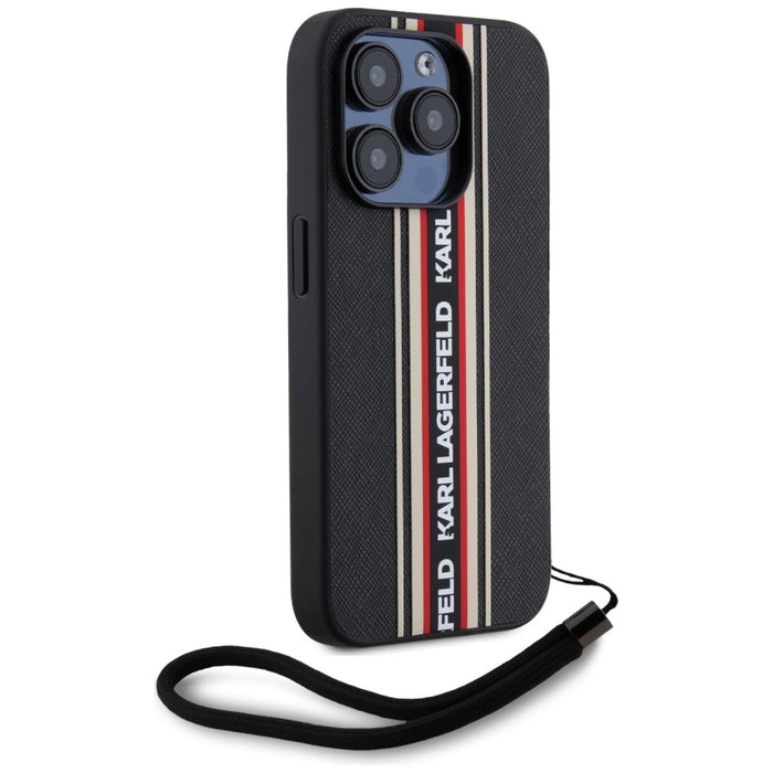 Калъф Karl Lagerfeld Saffiano Athleisure Stripes Cord iPhone 15 Pro Max - червен