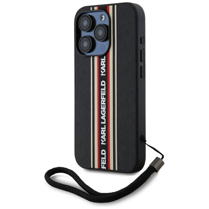 Калъф Karl Lagerfeld Saffiano Athleisure Stripes Cord iPhone 15 Pro Max - червен