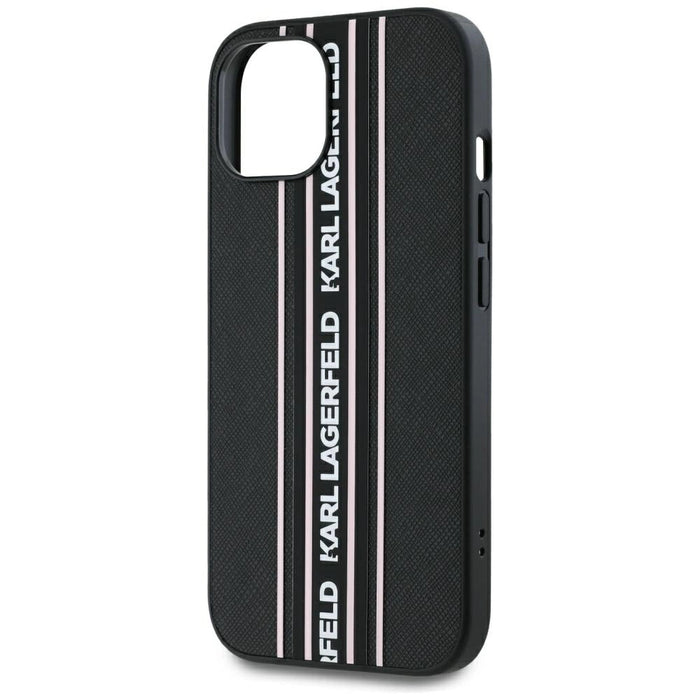 Калъф Karl Lagerfeld Saffiano Athleisure Stripes Cord iPhone 15 - розов