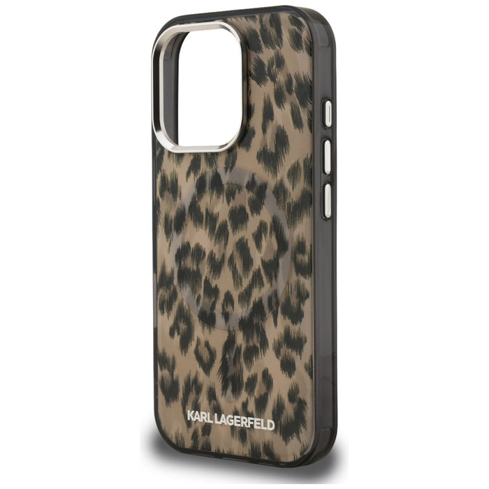Karl Lagerfeld IML Leopard Pattern MagSafe Case за iPhone 16 Pro Max - кафяв
