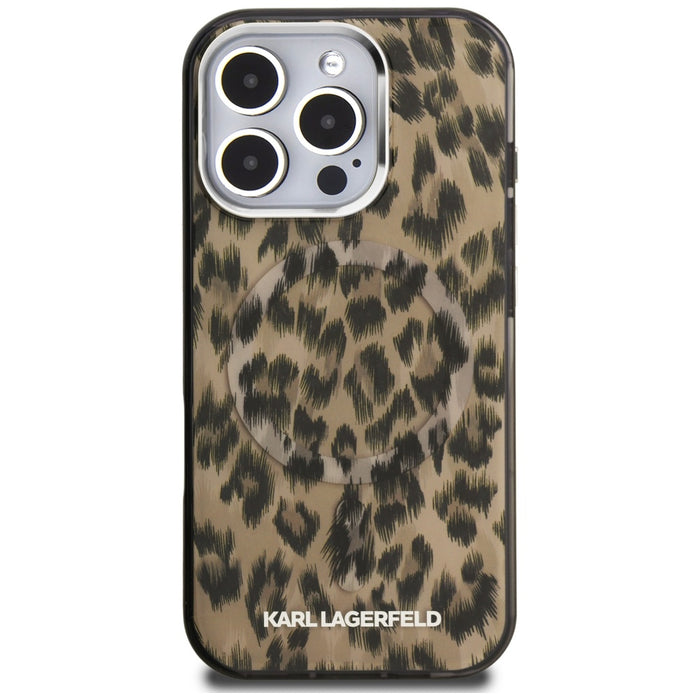 Karl Lagerfeld IML Leopard Pattern MagSafe Case за iPhone 16 Pro Max - кафяв