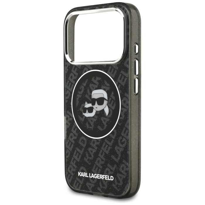 Karl Lagerfeld IML Glitter Karl&Choupette Heads Logo MagSafe Case за iPhone 17 Pro - черен