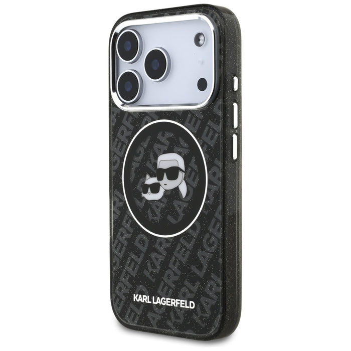 Karl Lagerfeld IML Glitter Karl&Choupette Heads Logo MagSafe Case за iPhone 17 Pro - черен