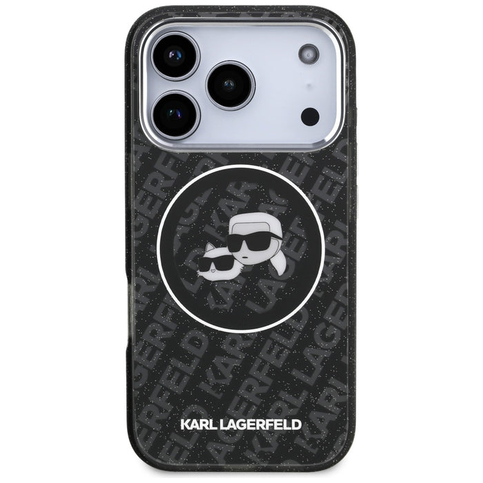 Karl Lagerfeld IML Glitter Karl&Choupette Heads Logo MagSafe Case за iPhone 17 Pro - черен