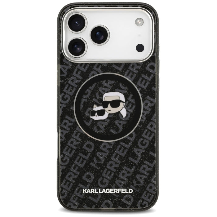 Karl Lagerfeld IML Glitter Karl&Choupette Heads Logo MagSafe Case за iPhone 17 Pro Max - черен