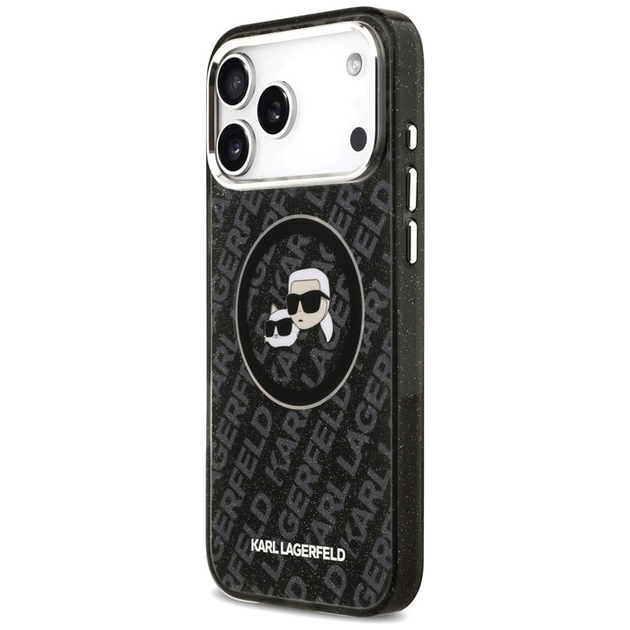 Karl Lagerfeld IML Glitter Karl&Choupette Heads Logo MagSafe Case за iPhone 17 Pro Max - черен