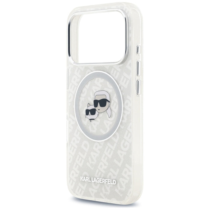 Karl Lagerfeld IML Glitter Karl&Choupette Heads Logo MagSafe Case за iPhone 17 Pro - сив