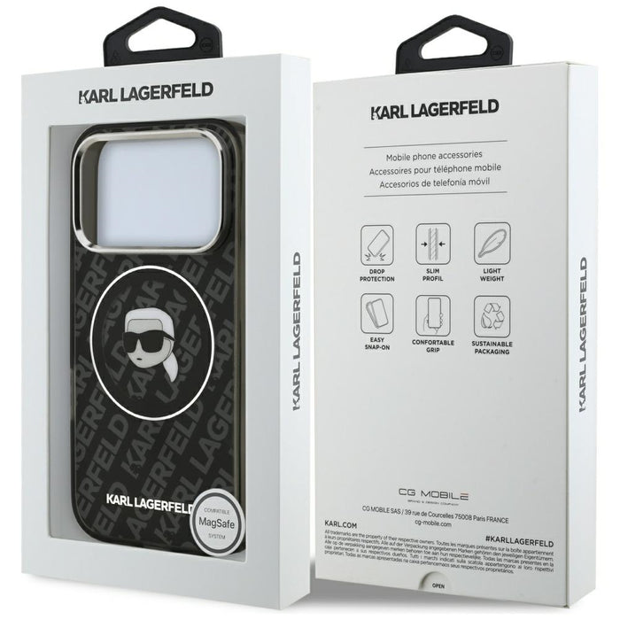 Karl Lagerfeld IML Karl Head Logo MagSafe Case за iPhone 17 Pro Max - черен