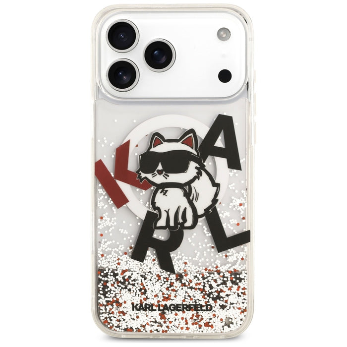 Karl Lagerfeld Liquid Glitter Choupette Logo MagSafe Case за iPhone 17 Pro Max - прозрачен