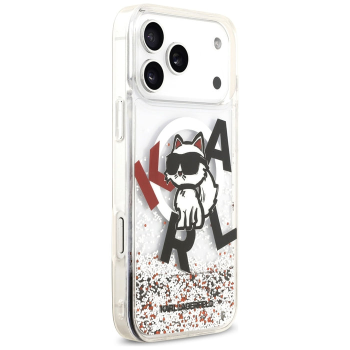 Karl Lagerfeld Liquid Glitter Choupette Logo MagSafe Case за iPhone 17 Pro Max - прозрачен
