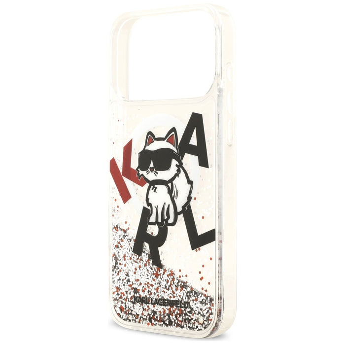 Karl Lagerfeld Liquid Glitter Choupette Logo MagSafe Case за iPhone 17 Pro Max - прозрачен
