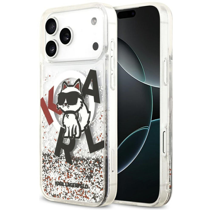 Karl Lagerfeld Liquid Glitter Choupette Logo MagSafe Case за iPhone 17 Pro Max - прозрачен