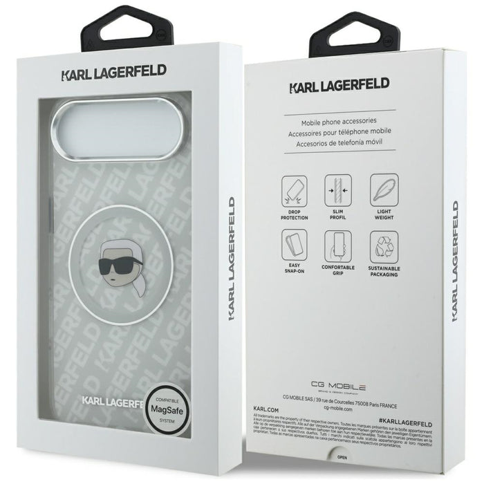 Karl Lagerfeld IML Karl Head Logo MagSafe Air Case за iPhone - сив