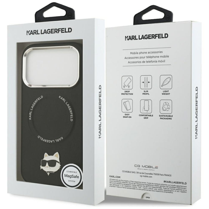 Karl Lagerfeld Choupette Pin MagSafe Case за iPhone 17 Pro - черен