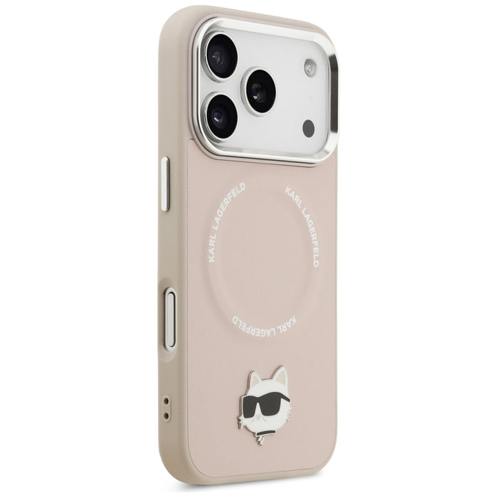Karl Lagerfeld Choupette Pin MagSafe Case за iPhone 17 Pro Max - розов