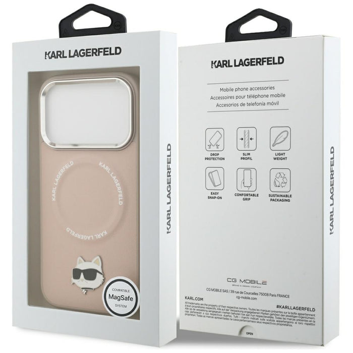 Karl Lagerfeld Choupette Pin MagSafe Case за iPhone 17 Pro Max - розов