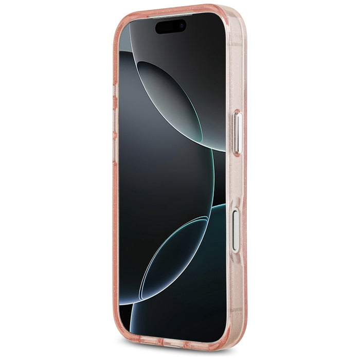 Karl Lagerfeld IML Glitter Karl & Choupette Heads Logo MagSafe Case за iPhone 17 Pro - розов