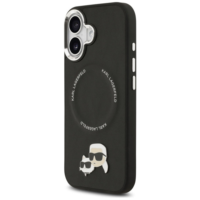 Калъф Karl Lagerfeld Karl & Choupette Pins MagSafe за iPhone 17 - черен