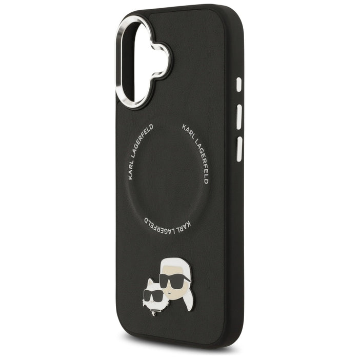 Калъф Karl Lagerfeld Karl & Choupette Pins MagSafe за iPhone 17 - черен