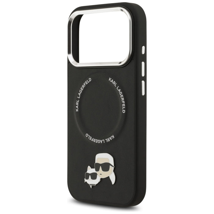Калъф Karl Lagerfeld Karl & Choupette Pins MagSafe за iPhone 17 Pro - черен