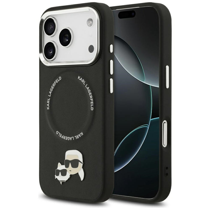 Калъф Karl Lagerfeld Karl & Choupette Pins MagSafe за iPhone 17 Pro - черен