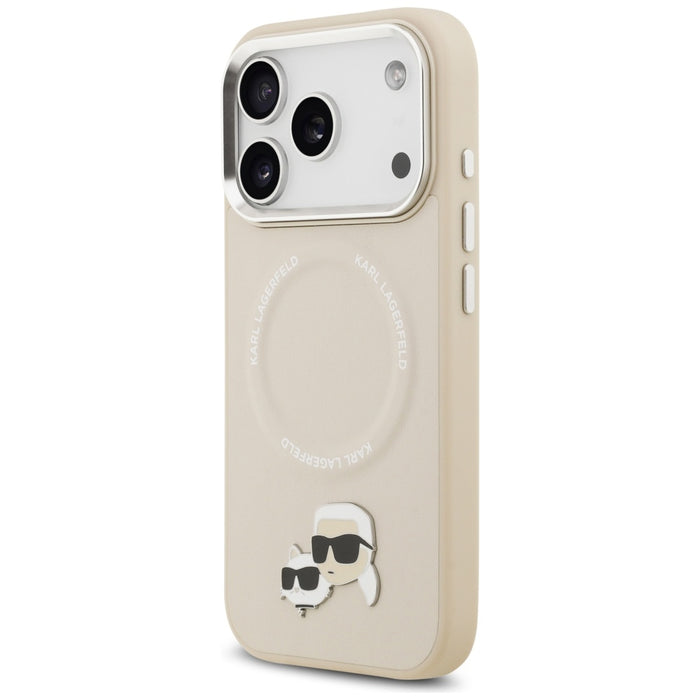 Калъф Karl Lagerfeld Karl & Choupette Pins MagSafe за iPhone 17 Pro Max - бежов