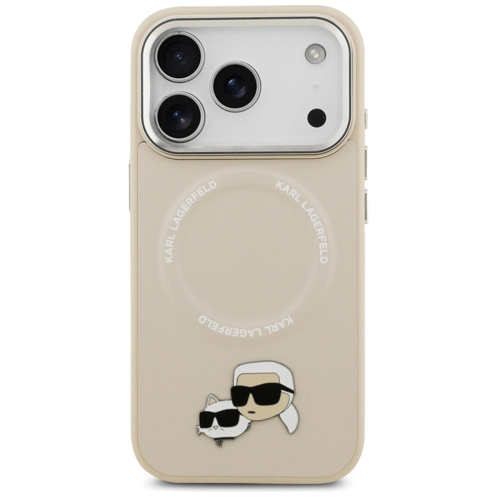 Калъф Karl Lagerfeld Karl & Choupette Pins MagSafe за iPhone 17 Pro Max - бежов