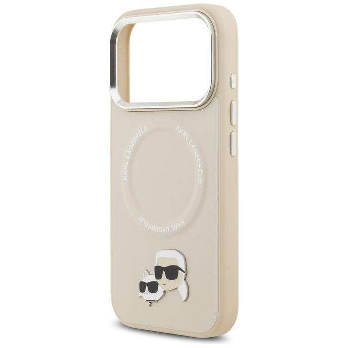 Калъф Karl Lagerfeld Karl & Choupette Pins MagSafe за iPhone 17 Pro Max - бежов