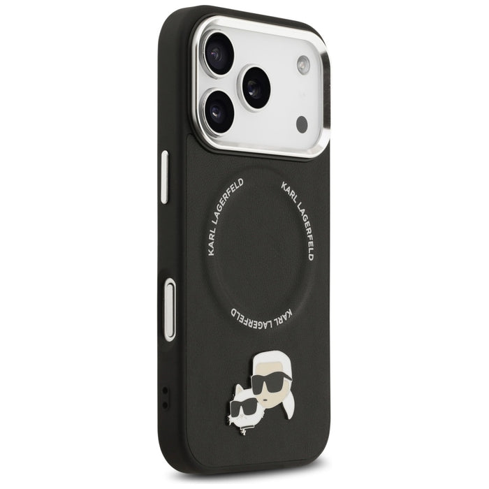 Калъф Karl Lagerfeld Karl & Choupette Pins MagSafe за iPhone 17 Pro Max - черен
