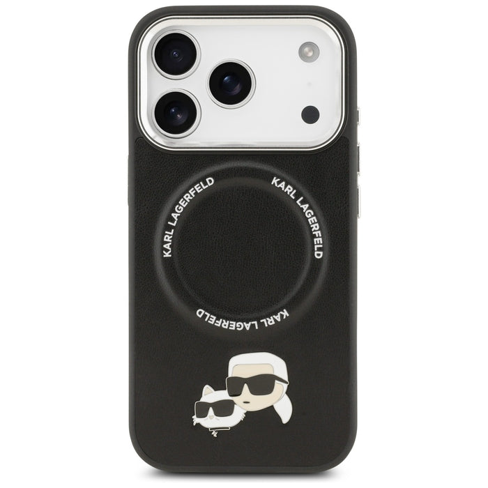 Калъф Karl Lagerfeld Karl & Choupette Pins MagSafe за iPhone 17 Pro Max - черен