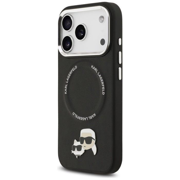 Калъф Karl Lagerfeld Karl & Choupette Pins MagSafe за iPhone 17 Pro Max - черен