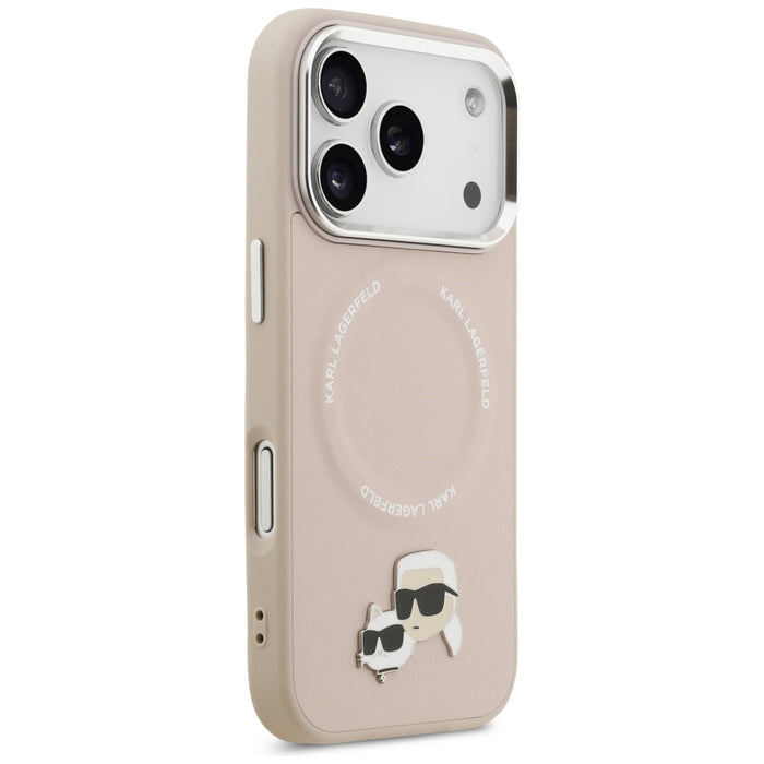 Калъф Karl Lagerfeld Karl & Choupette Pins MagSafe за iPhone 17 Pro - розов