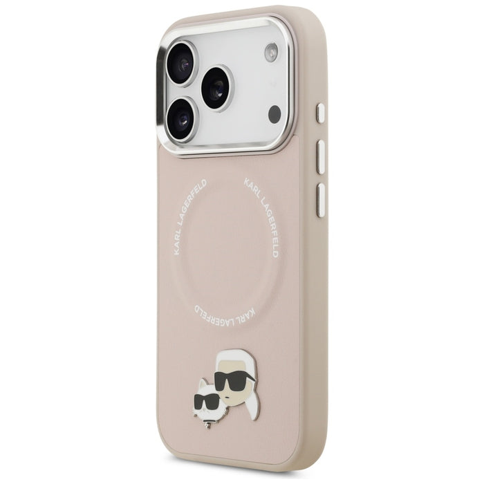 Калъф Karl Lagerfeld Karl & Choupette Pins MagSafe за iPhone 17 Pro - розов