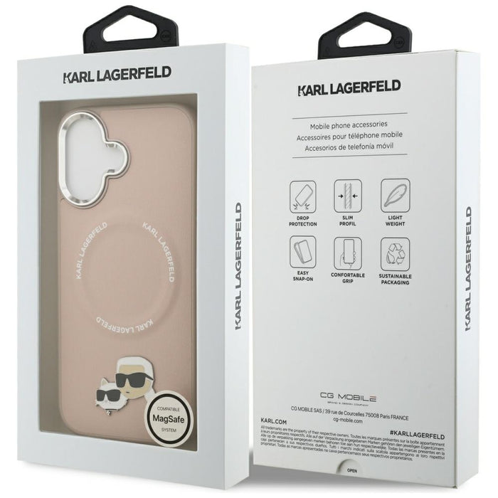 Karl Lagerfeld Karl & Choupette Pins MagSafe Case за iPhone 17 Pink