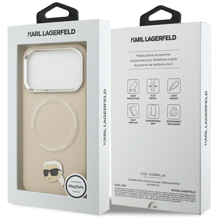 Калъф Karl Lagerfeld Karl Pin MagSafe за iPhone 17 Pro - бежов