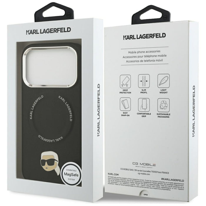 Калъф Karl Lagerfeld Karl Pin MagSafe за iPhone 17 Pro Max - черен