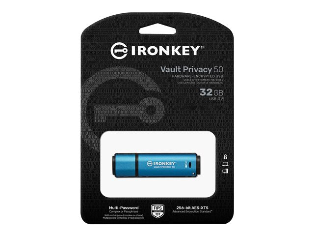 KINGSTON 32GB IronKey Vault Privacy 50 USB AES-256 Криптиран FIPS 197