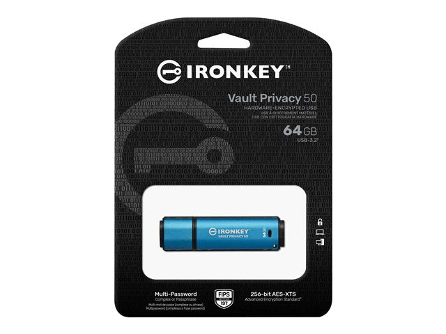KINGSTON 64GB IronKey Vault Privacy 50 USB AES-256 Криптиран FIPS 197